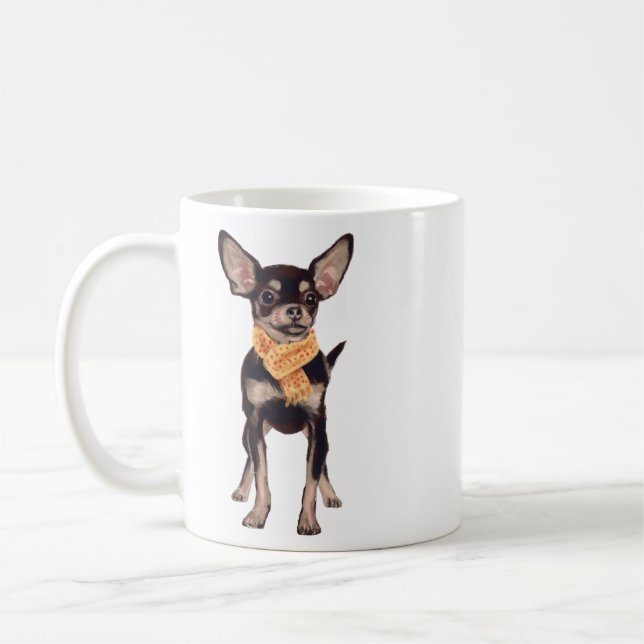 Handmålad Charming Chihuahua Hund Kaffemugg (Vänster)