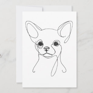 Handmålad Chihuahua-minimalistisk hundillustration Inbjudningar