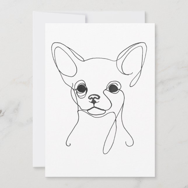 Handmålad Chihuahua-minimalistisk hundillustration Inbjudningar (Framsida)