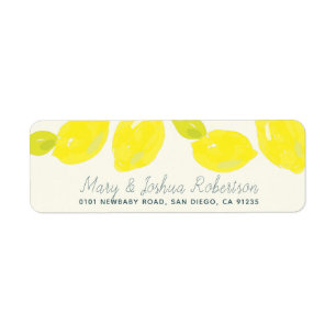 Handmålad citron Citrus Adressetikett Returadress Etikett