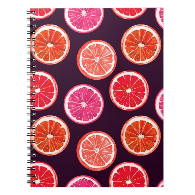 Handmålad Citrus Mörk Mönster Anteckningsbok (Framsidan)