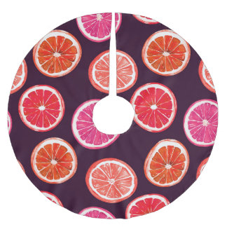 Handmålad Citrus Mörk Mönster Julgransmatta Borstad Polyester