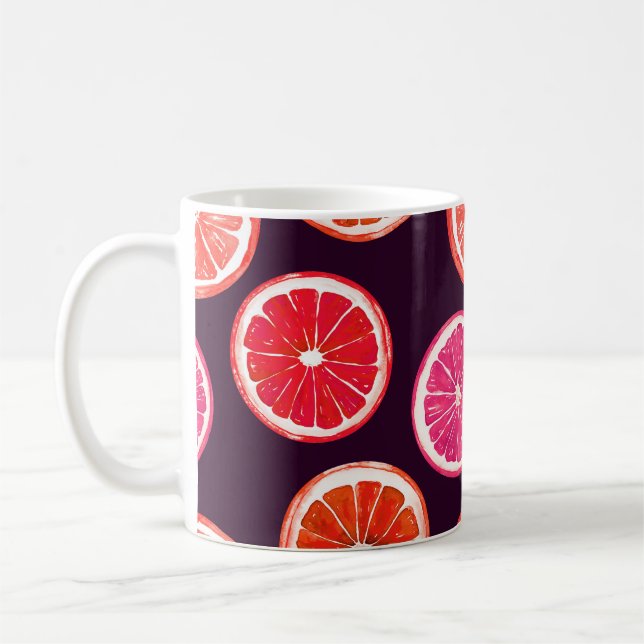 Handmålad Citrus Mörk Mönster Kaffemugg (Vänster)