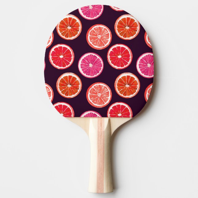 Handmålad Citrus Mörk Mönster Pingisracket (Framsidan)