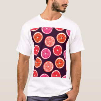 Handmålad Citrus Mörk Mönster T Shirt