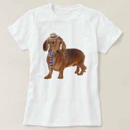 Handmålad Debonair Dachshund-Hund T-shirt