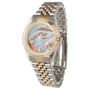 Handmålad efter nummer   Spelande delfiner   Armbandsur