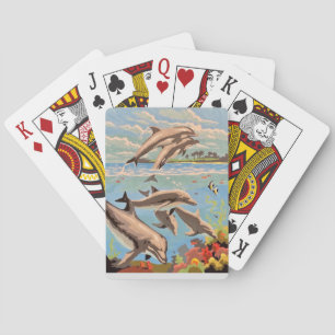 Handmålad efter nummer Spelande delfiner Casinokort