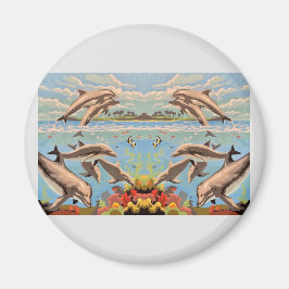 Handmålad efter nummer | Spelande delfiner | Magnet