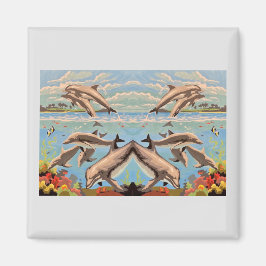 Handmålad efter nummer | Spelande delfiner | Magnet
