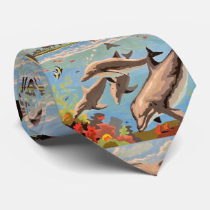 Handmålad efter nummer   Spelande delfiner   Slips