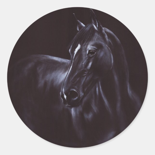 Handmålad ekvin konst runt klistermärke (Framsida)