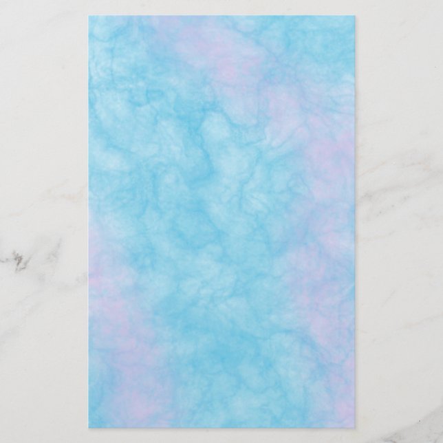 Handmålad Elegant Blue och Rosa Marble Brevpapper (Framsida)