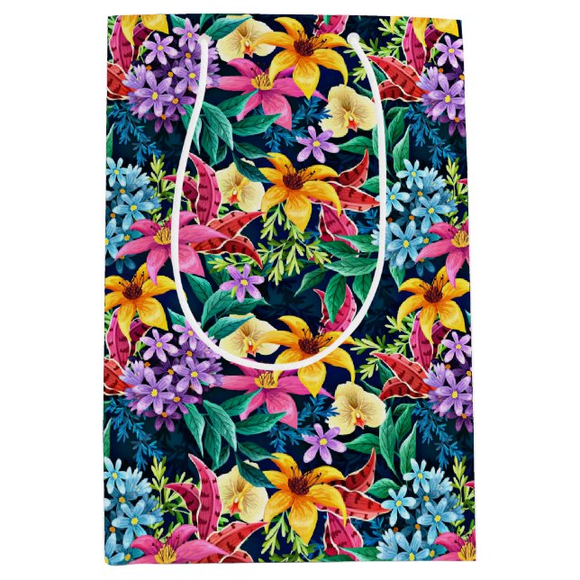 Handmålad exotisk blommönster-23001 (Framsidan)