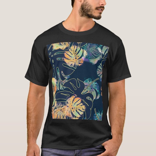 Handmålad exotisk löv: sömlös mönster. t shirt (Framsida)
