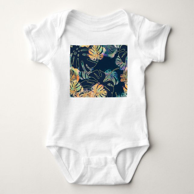 Handmålad exotisk löv: sömlös mönster. t shirt (Framsida)