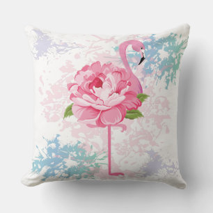 Handmålad flamingo kudde