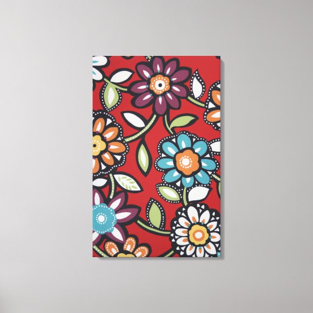 handmålad flower power canvas (Framsida)