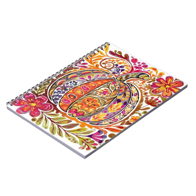 Handmålad folkkonst Pumpkin Tote Bag Rustic Fall Anteckningsbok (Vänstra Sidan)