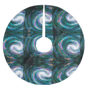 Handmålad Galaxy Julgransmatta Borstad Polyester