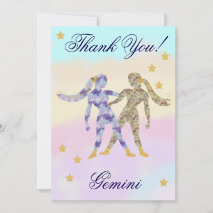 Handmålad Gemini Födelsedags Tacksamhet Tack Kort