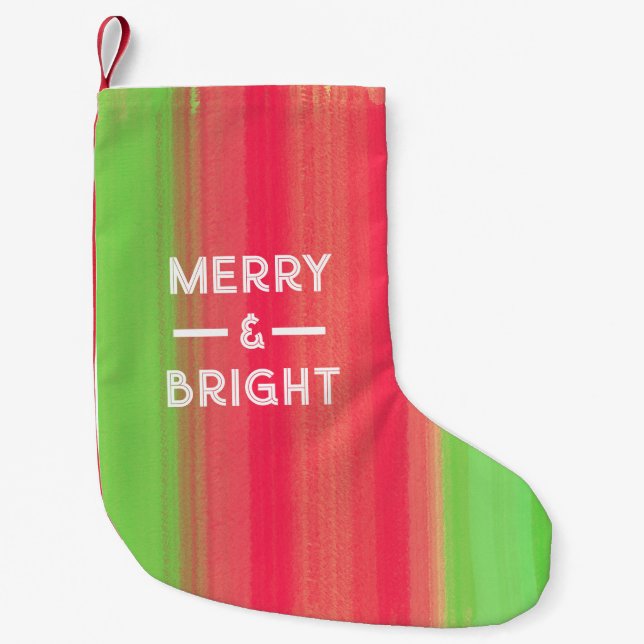 Handmålad glad och ljus liten julstrumpa (Framsidan)