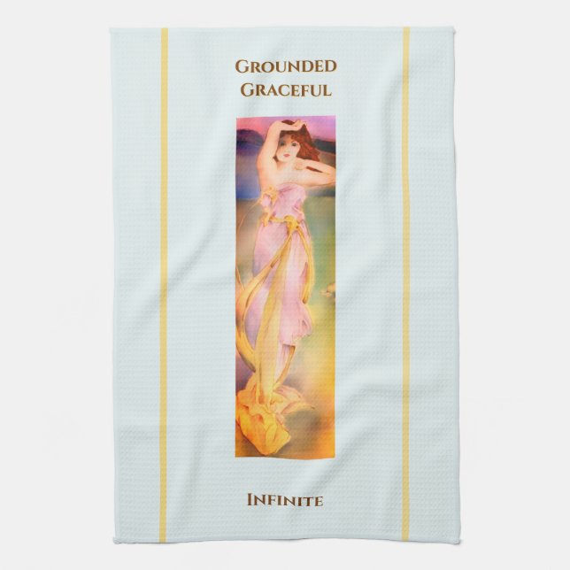 Handmålad Goddess Tea Towel - Andlig Kitchen Kökshandduk (Vertikal)
