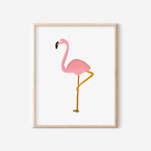 Handmålad Gouache Tropical Flamingo Art Poster