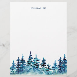 Handmålad Gräs Träd Forest Letterhead Brevhuvud