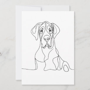 Handmålad Great dane Line Art Inbjudningar