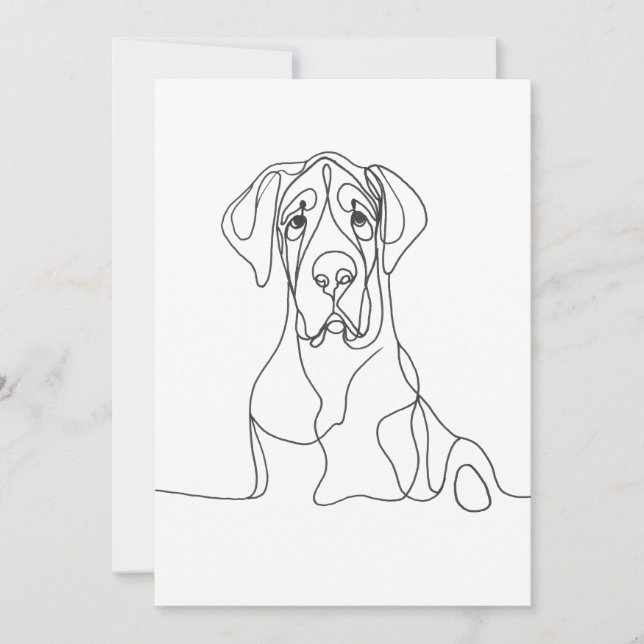 Handmålad Great dane Line Art Inbjudningar (Framsida)