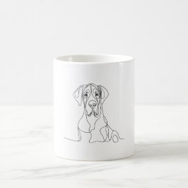 Handmålad Great dane Line Art Kaffemugg