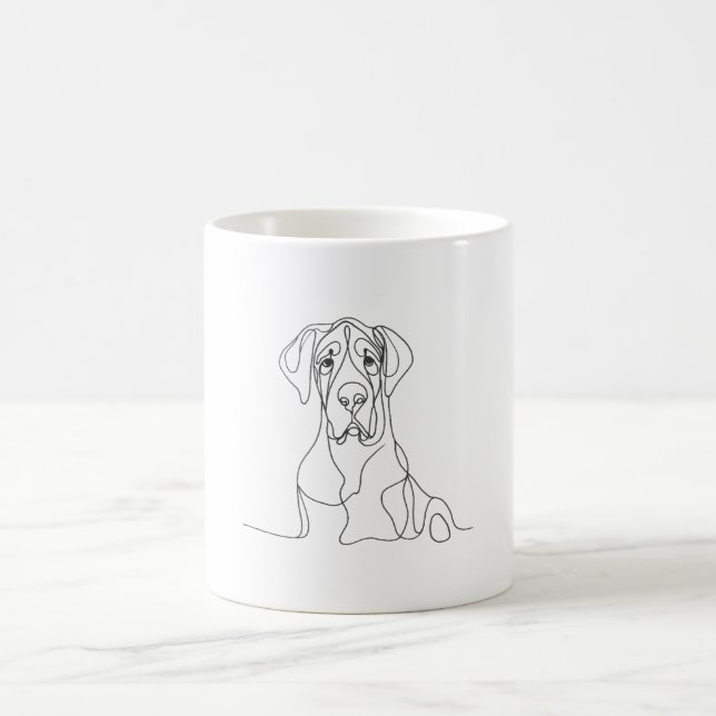 Handmålad Great dane Line Art Kaffemugg (Center)