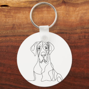 Handmålad Great dane Line Art Nyckelring