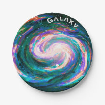 Handmålad Grönt Galaxy & Text
