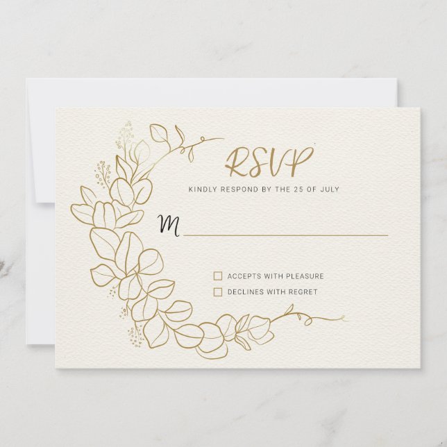 Handmålad Guld Löv Ram OSA Inbjudningar (Framsida)