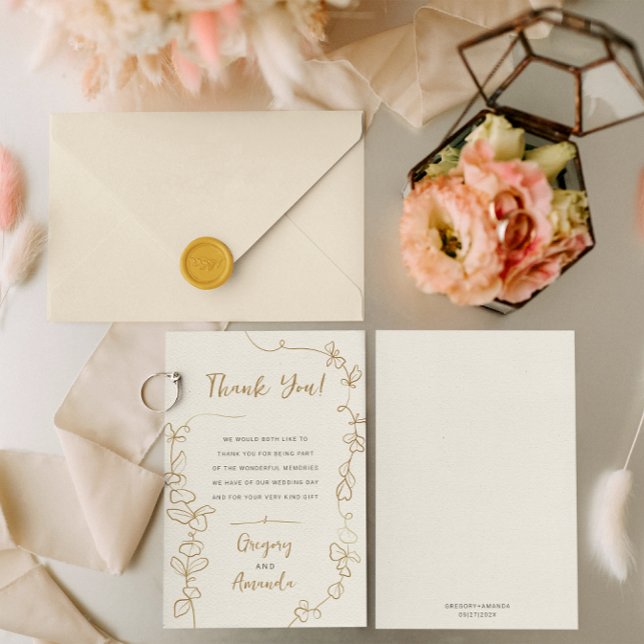 Handmålad Guld Löv Ram Tack Inbjudningar (Skapare uppladdad)