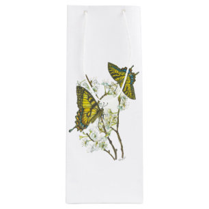 Handmålad Gult Sallowtail Butterfly Vin säck