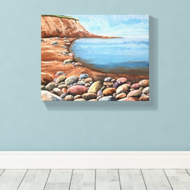 Handmålad havsutsikt canvastryck (Home or office seascape decor)