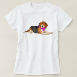 Handmålad Hipster Beagle-Hund Tee Shirt