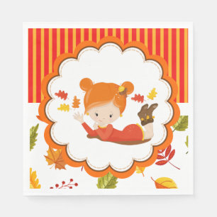 Handmålad honung för hösten pappersservett