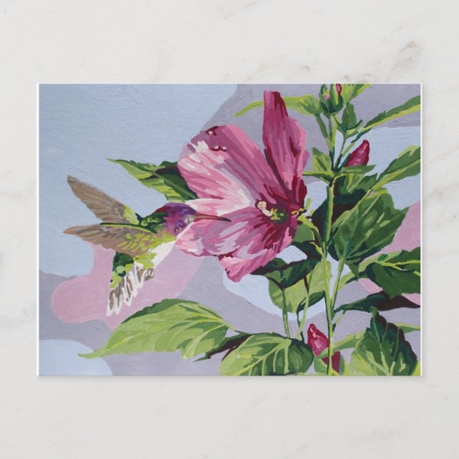 handmålad hummerfågel vykort (Framsida)