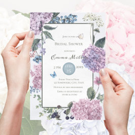 Handmålad Hydrangea-Blommigtens Möhippa Inbjudningar