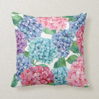 Handmålad Hydrangea Blooms blommigt Pillow Kudde