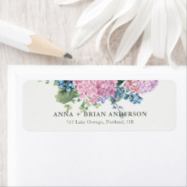 Handmålad Hydrangea Bröllop Returadress Etikett
