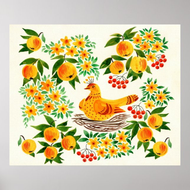 handmålad illustration: Turtledove Poster (Framsidan)