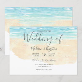 Handmålad inbjudan till Watercolor Beach Wedding
