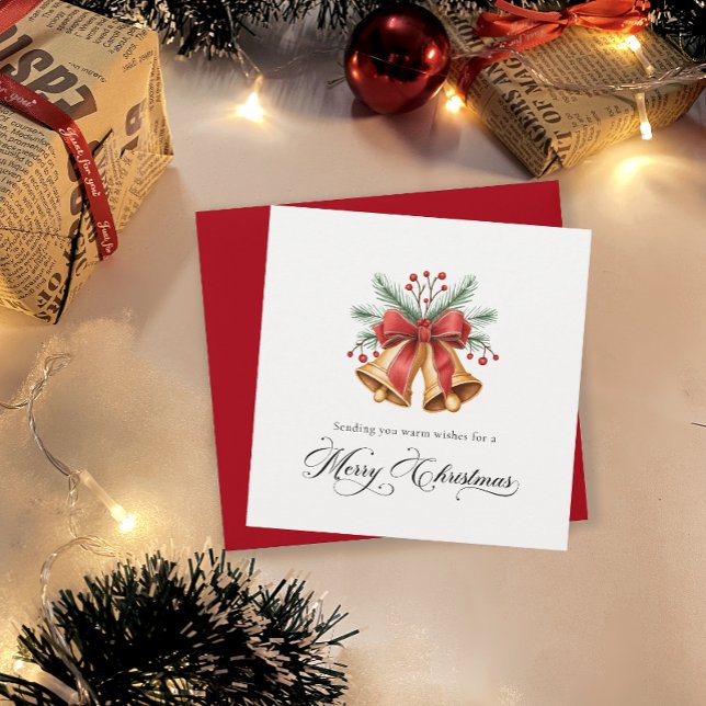 Handmålad jul Klockor och Greenery jul Julkort (Skapare uppladdad)