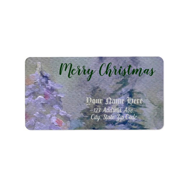 Handmålad Julgran-adressetikett för returadress Adressetikett (Framsidan)