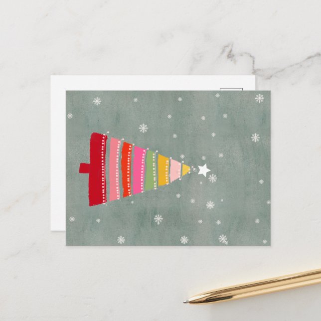 Handmålad julgran helg vykort (Fram/Back In Situ)